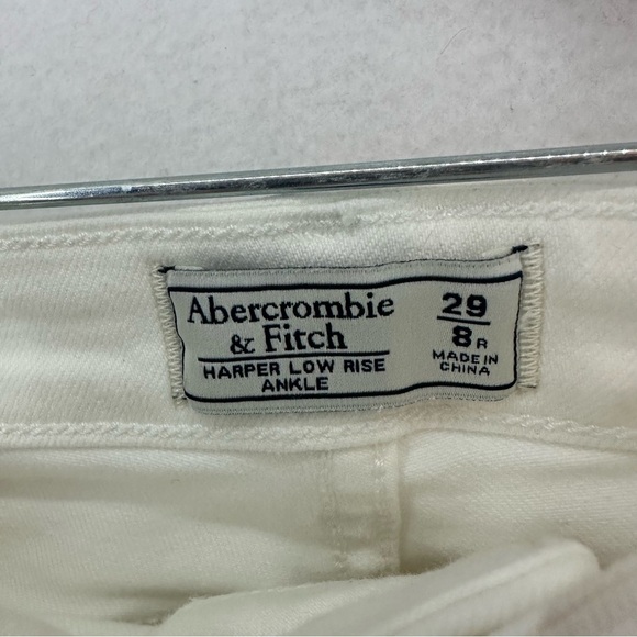 Abercrombie & Fitch Harper Low Rise Ankle Distressed Skinny Jeans 29/8R White - Picture 6 of 9